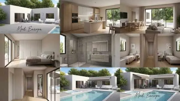 Modelo Europa de Oikos Viviendas, casa modular prefabricada de hormigón de 80 m² con 3 dormitorios y 2 baños — imagen 4