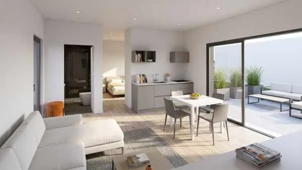 Modelo Ío de Oikos Viviendas, casa modular prefabricada de hormigón de 43 m² con 1 dormitorio y 1 baño — imagen 2