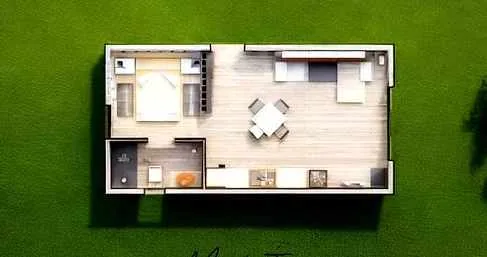 Modelo Ío de Oikos Viviendas, casa modular prefabricada de hormigón de 43 m² con 1 dormitorio y 1 baño — imagen 5