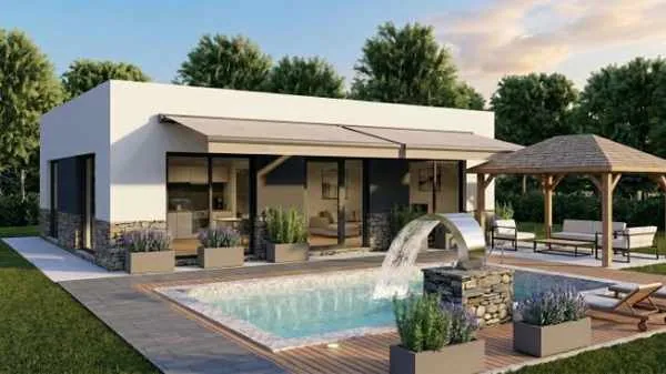 Modelo Moon de Oikos Viviendas, casa modular prefabricada de hormigón de 53,25 m² con 2 dormitorios y 1 baño — imagen 2