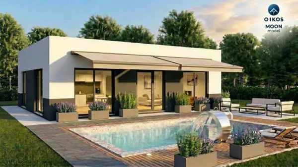 Modelo Moon de Oikos Viviendas, casa modular prefabricada de hormigón de 53,25 m² con 2 dormitorios y 1 baño — imagen 3