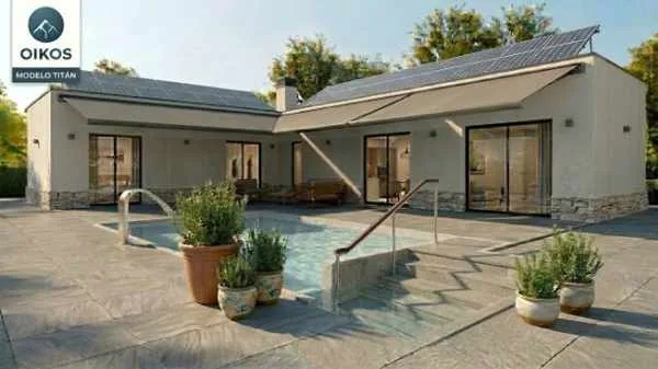 Modelo Titán de Oikos Viviendas, casa modular prefabricada de hormigón de 98,27 m² con 3 dormitorios y 2 baños — imagen 2