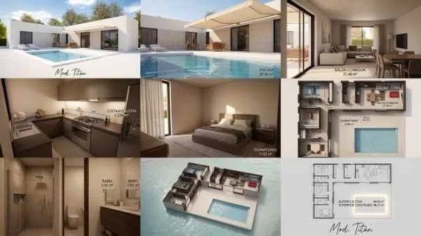 Modelo Titán de Oikos Viviendas, casa modular prefabricada de hormigón de 98,27 m² con 3 dormitorios y 2 baños — imagen 5