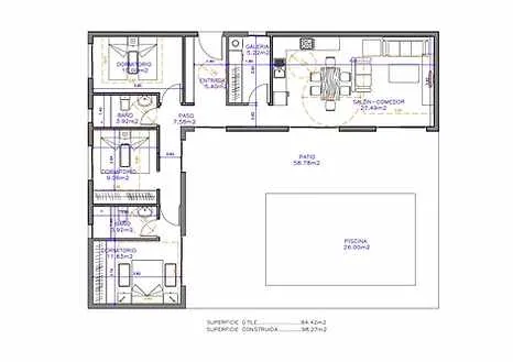 Modelo Titán de Oikos Viviendas, casa modular prefabricada de hormigón de 98,27 m² con 3 dormitorios y 2 baños — imagen 6