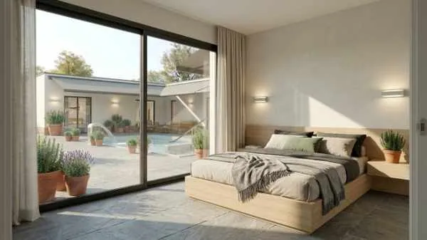 Modelo Titán de Oikos Viviendas, casa modular prefabricada de hormigón de 98,27 m² con 3 dormitorios y 2 baños — imagen 9