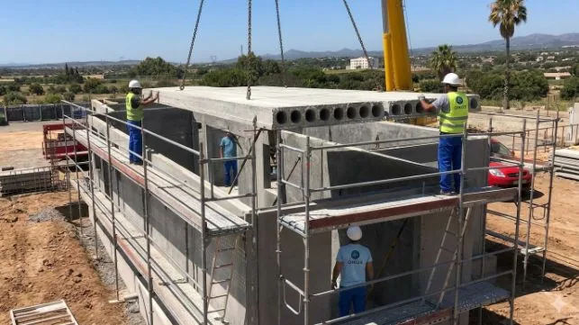 Cubierta y cierre — montaje de vivienda modular de hormigón Oikos Viviendas
